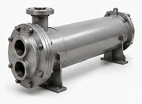 Bell and Gossett fixed tube heat exchanger with straight tubes and two tubesheets